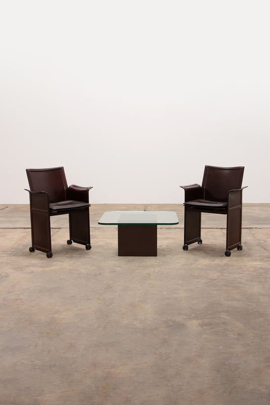 Tito Agnoli by Matteo Grassi Coffee table with two chairs, 1970 Italy