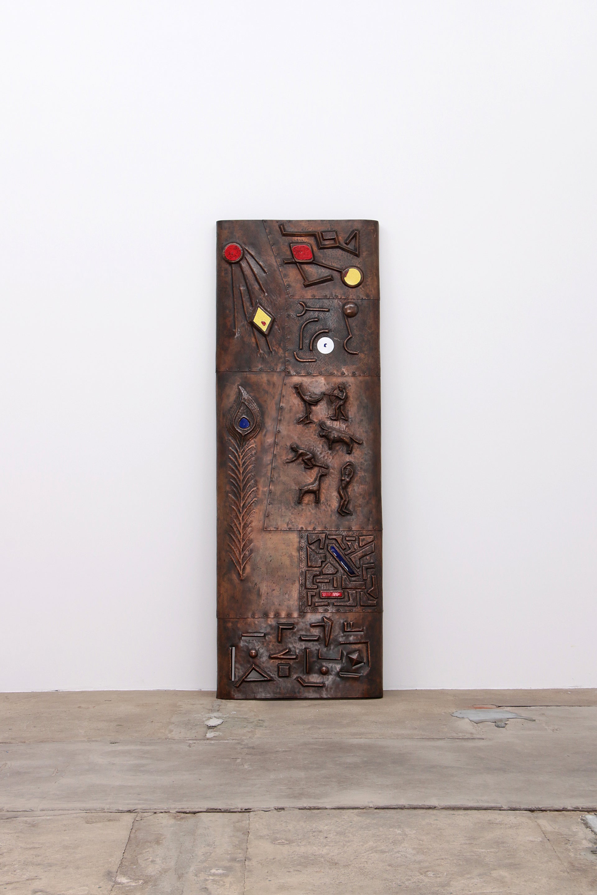 XXL Koperen Wanddecoratie met emaille details,1960 Duitsland