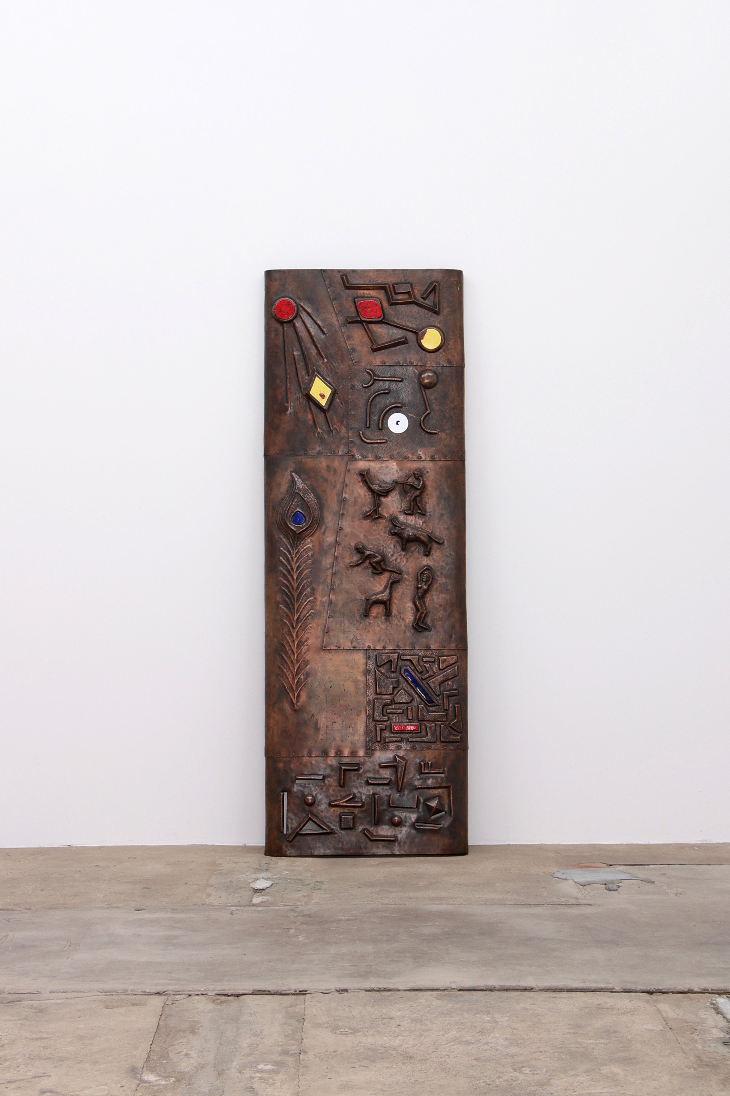 XXL Koperen Wanddecoratie met emaille details,1960 Duitsland