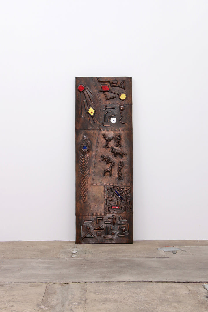 XXL Koperen Wanddecoratie met emaille details,1960 Duitsland