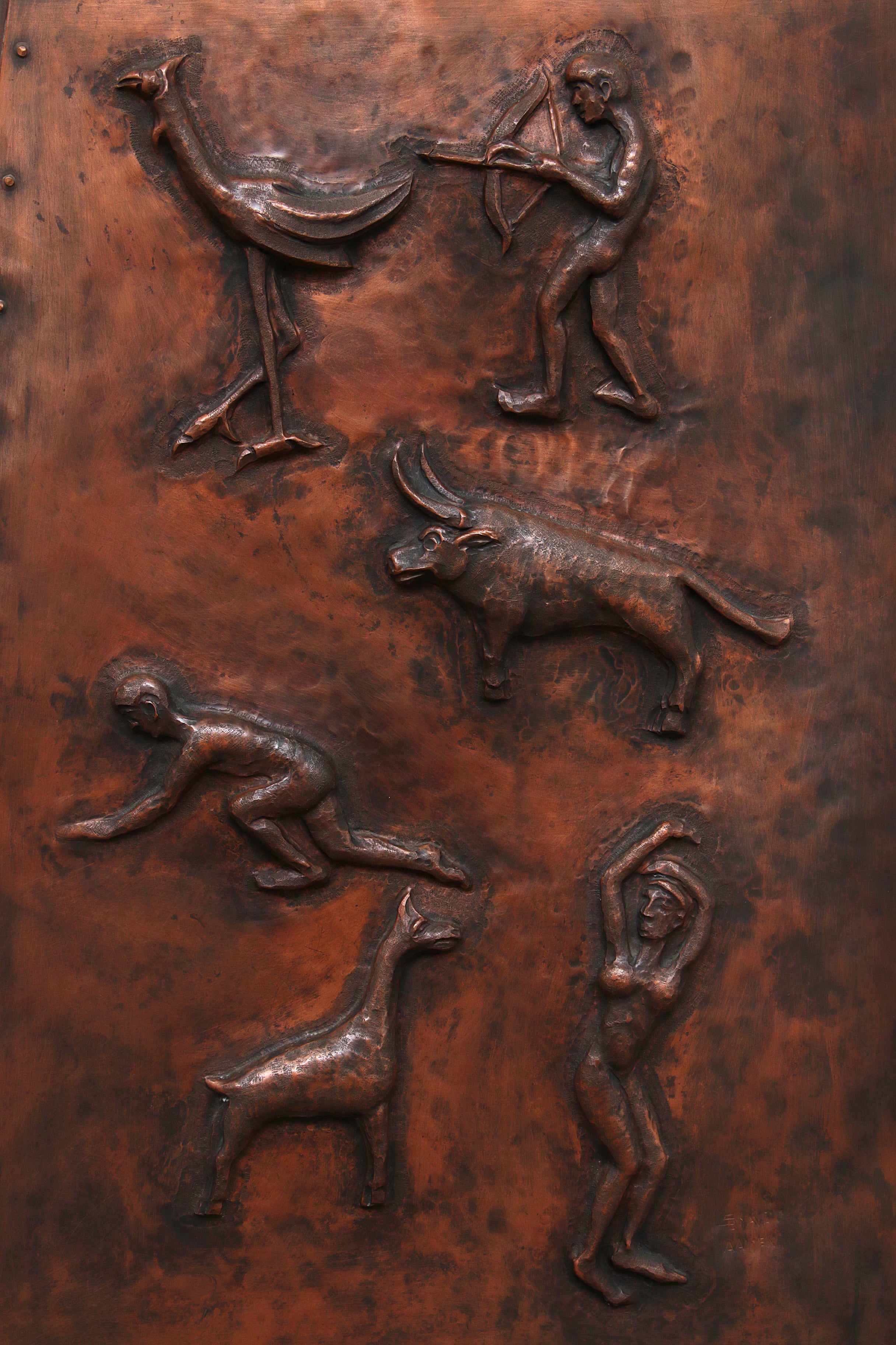 XXL Koperen Wanddecoratie met emaille details,1960 Duitsland