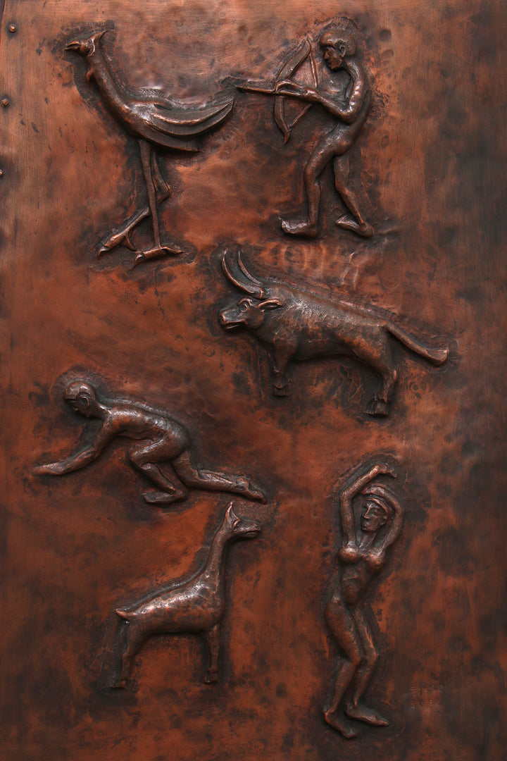 XXL Koperen Wanddecoratie met emaille details,1960 Duitsland