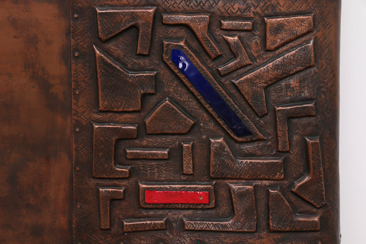 XXL Koperen Wanddecoratie met emaille details,1960 Duitsland