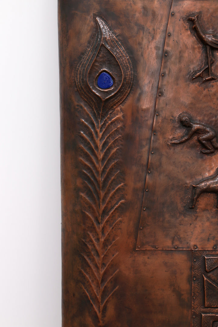 XXL Koperen Wanddecoratie met emaille details,1960 Duitsland