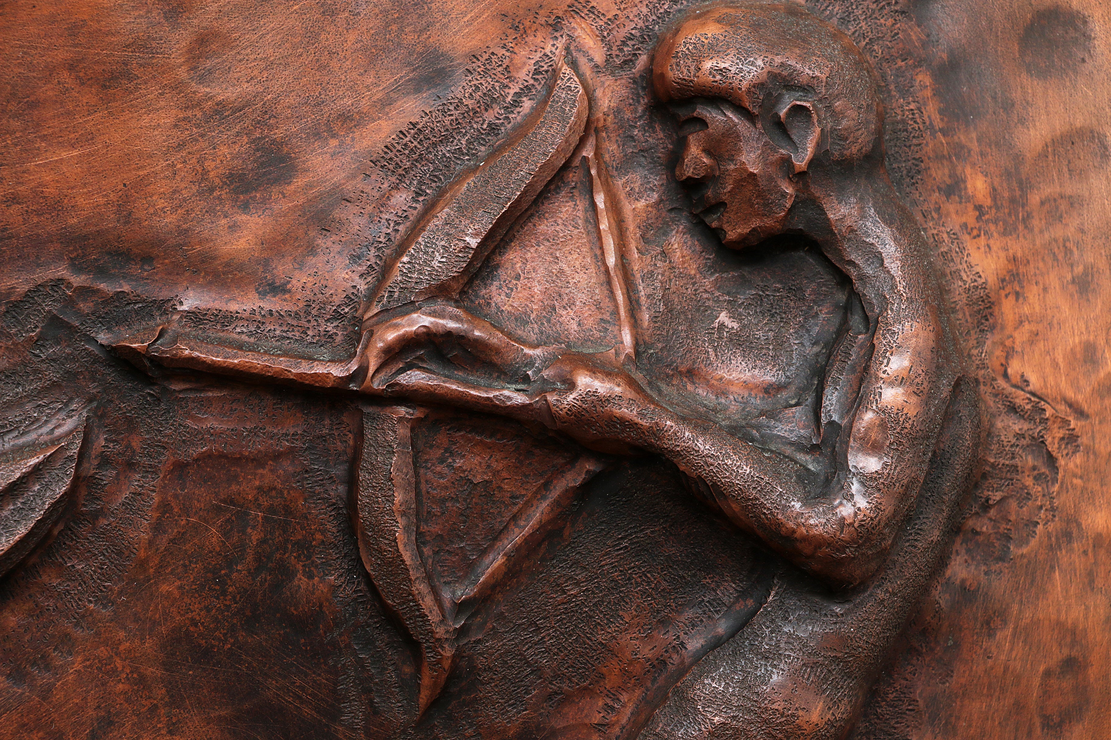 XXL Koperen Wanddecoratie met emaille details,1960 Duitsland