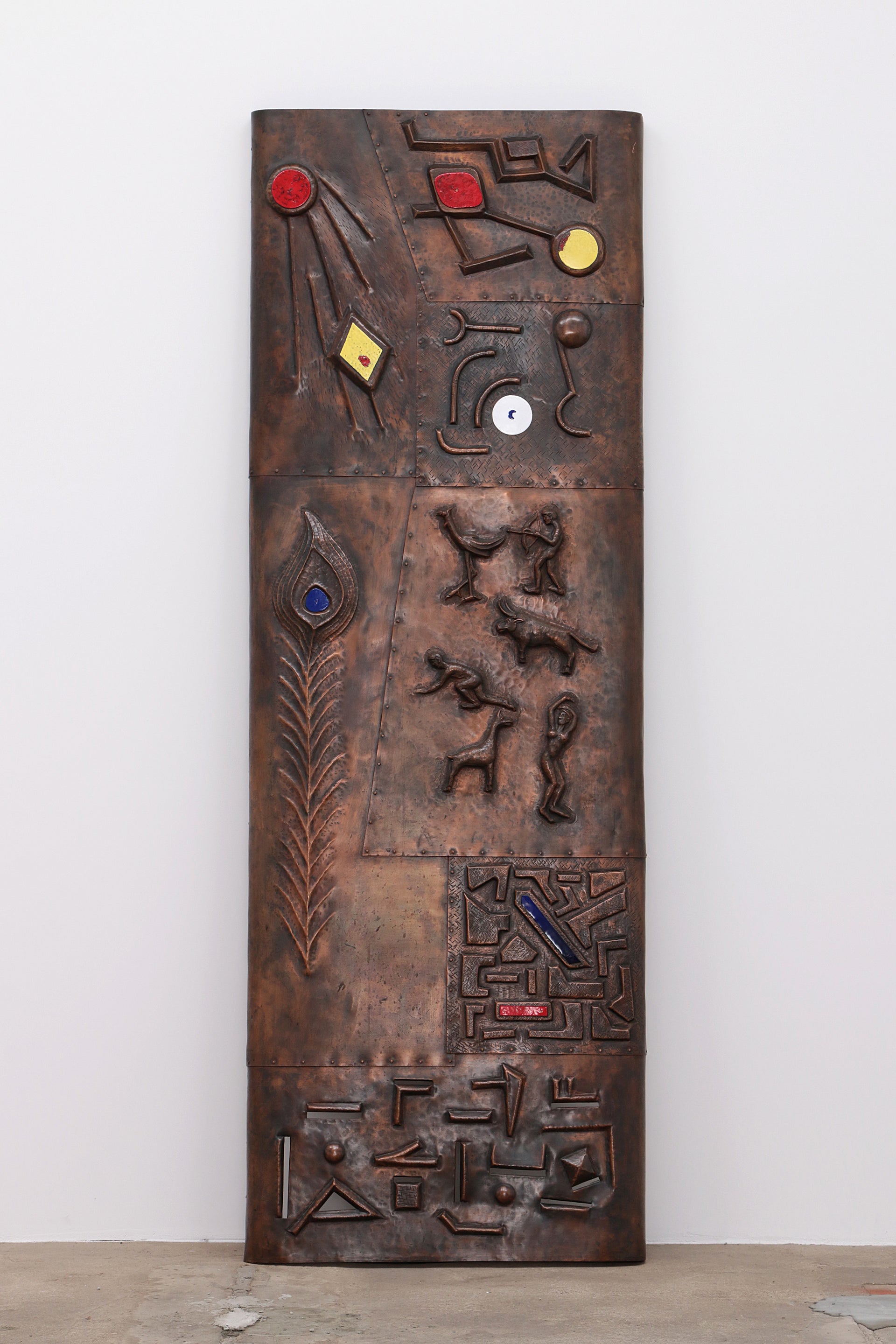XXL Koperen Wanddecoratie met emaille details,1960 Duitsland