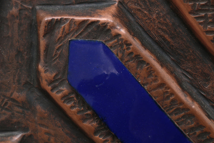 XXL Koperen Wanddecoratie met emaille details,1960 Duitsland