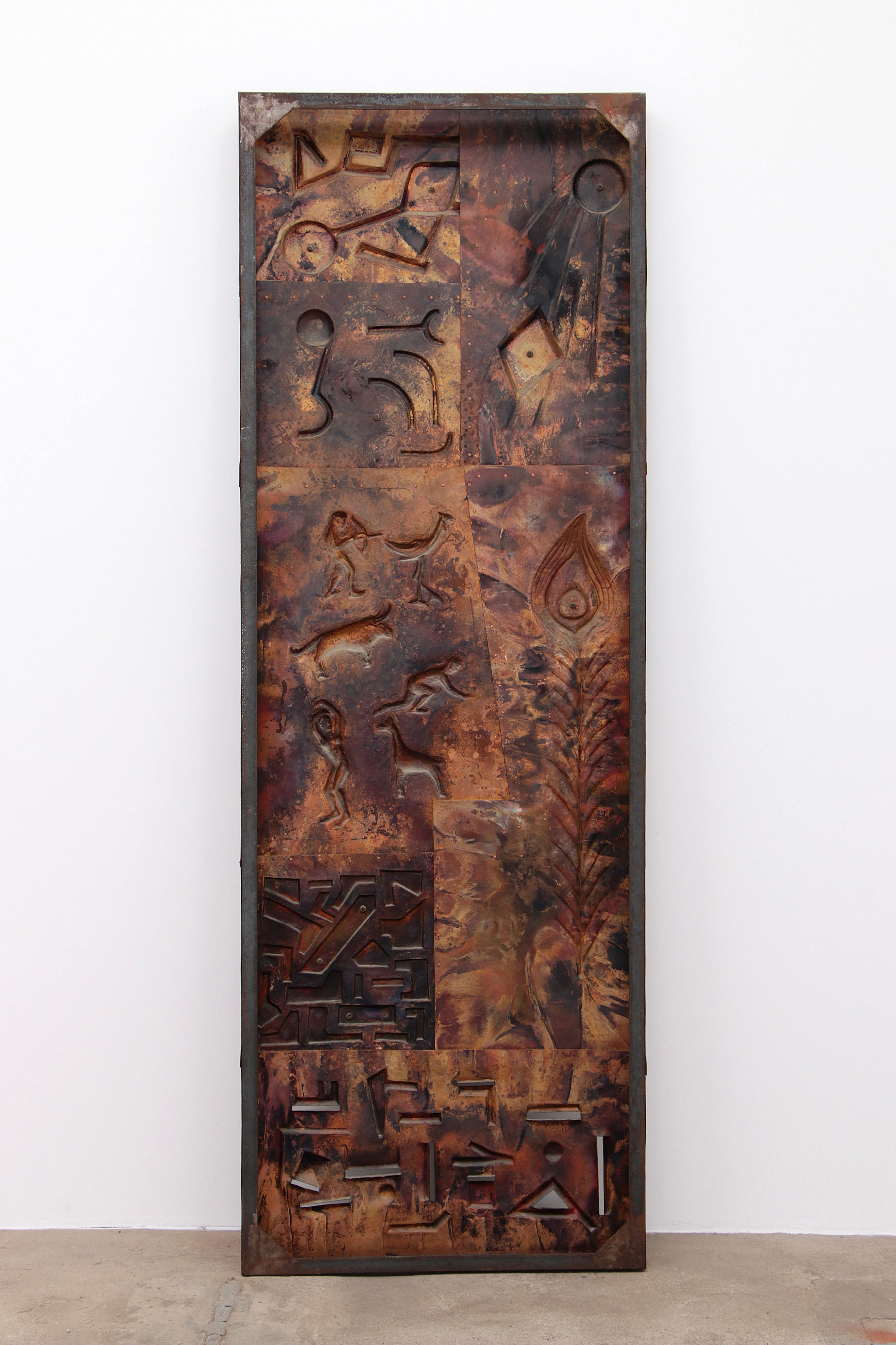 XXL Koperen Wanddecoratie met emaille details,1960 Duitsland