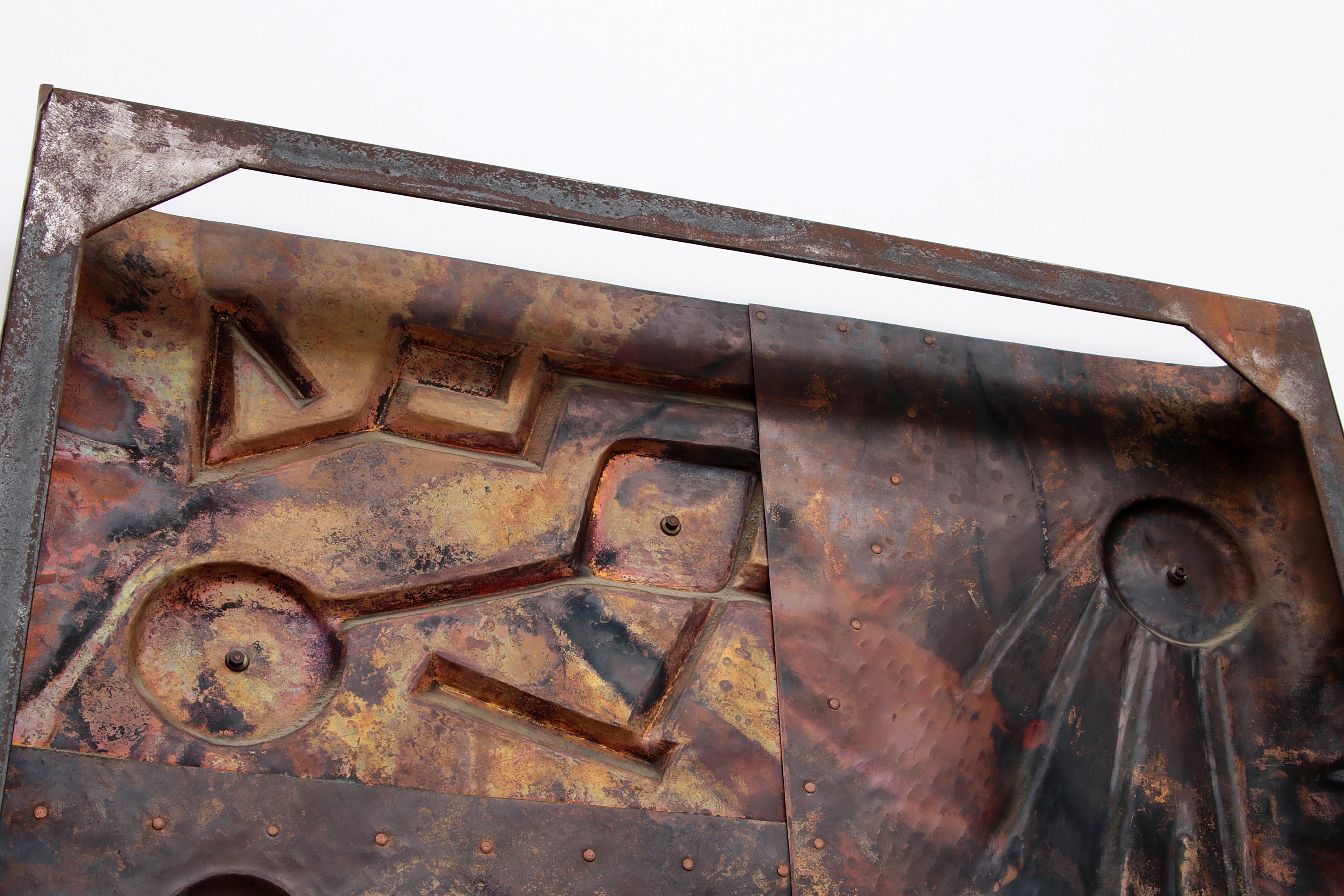 XXL Koperen Wanddecoratie met emaille details,1960 Duitsland