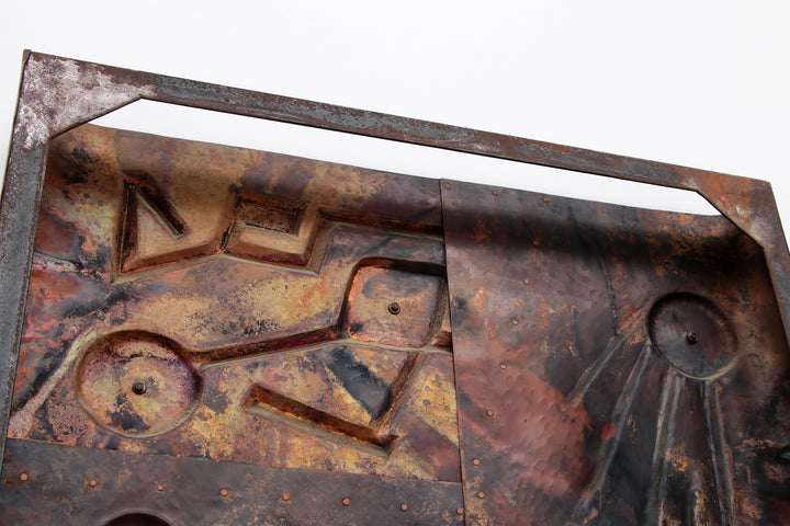 XXL Koperen Wanddecoratie met emaille details,1960 Duitsland