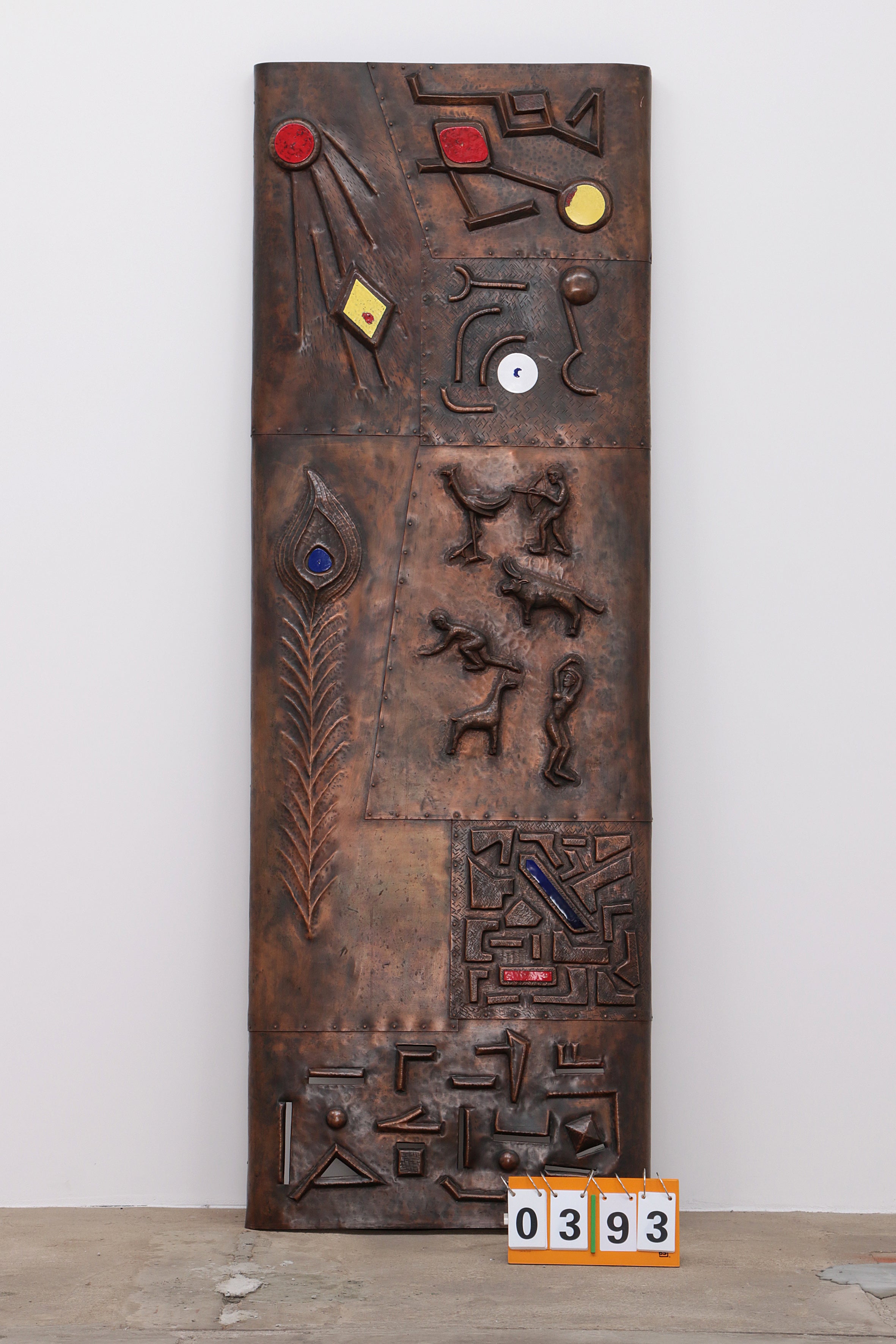 XXL Koperen Wanddecoratie met emaille details,1960 Duitsland