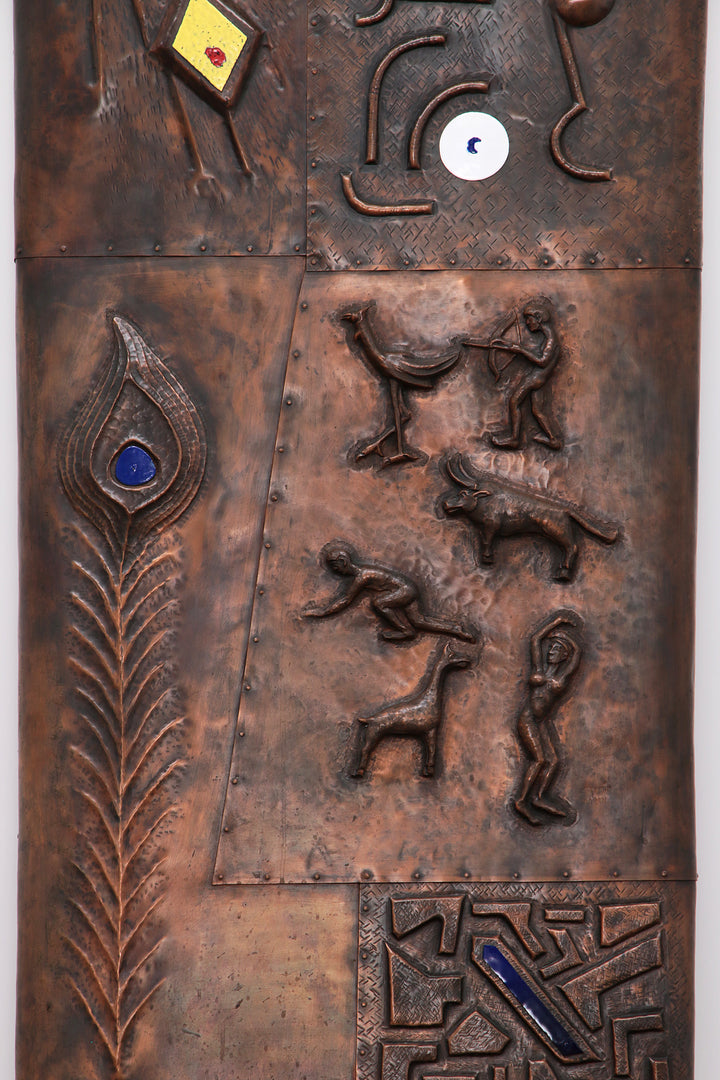 XXL Koperen Wanddecoratie met emaille details,1960 Duitsland