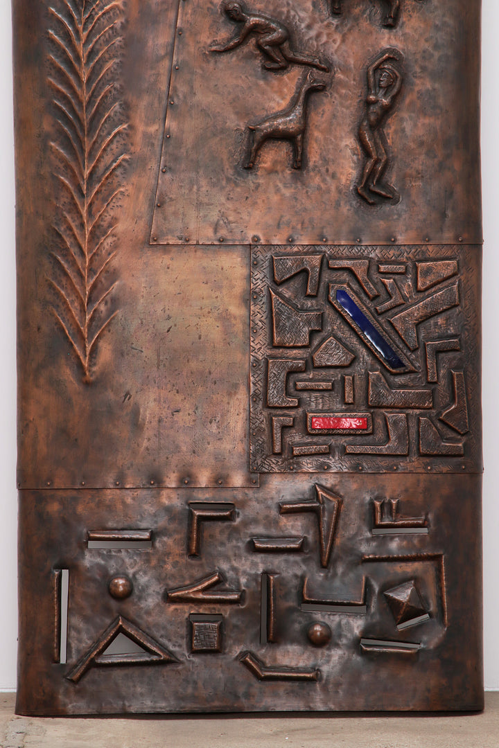 XXL Koperen Wanddecoratie met emaille details,1960 Duitsland