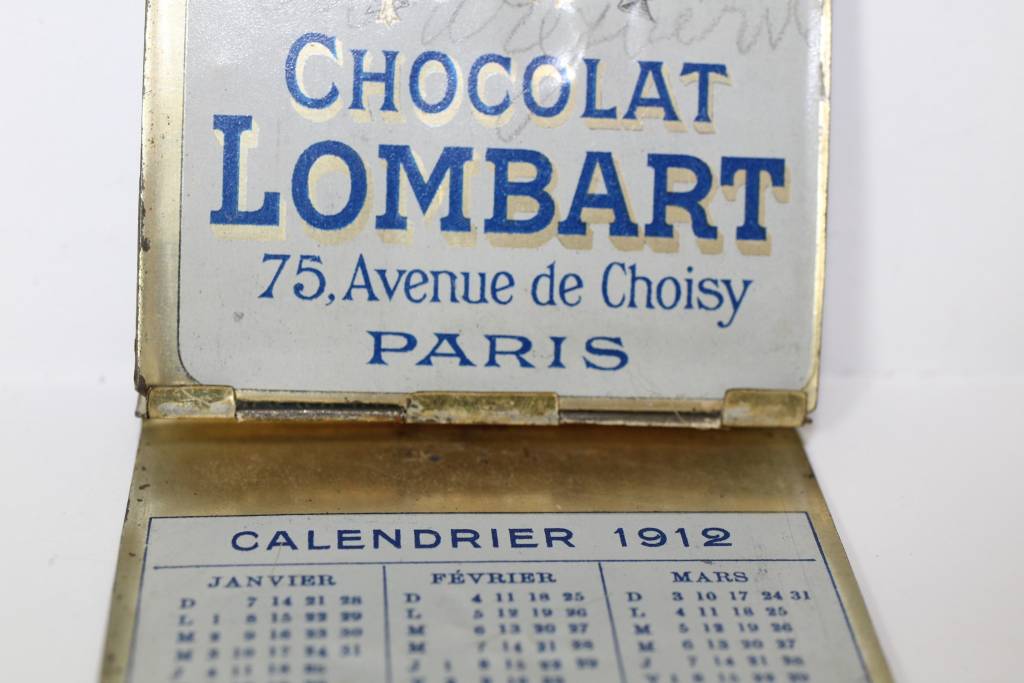 Blikken notitieboekje van Chocolat Lombart binnenkant
