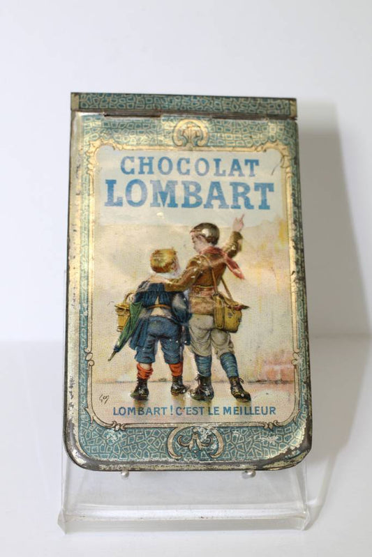 Blikken notitieboekje van Chocolat Lombart voorkant