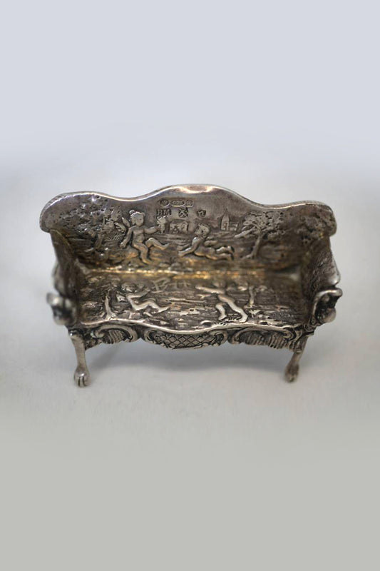 Silver doll's house bench 18th century