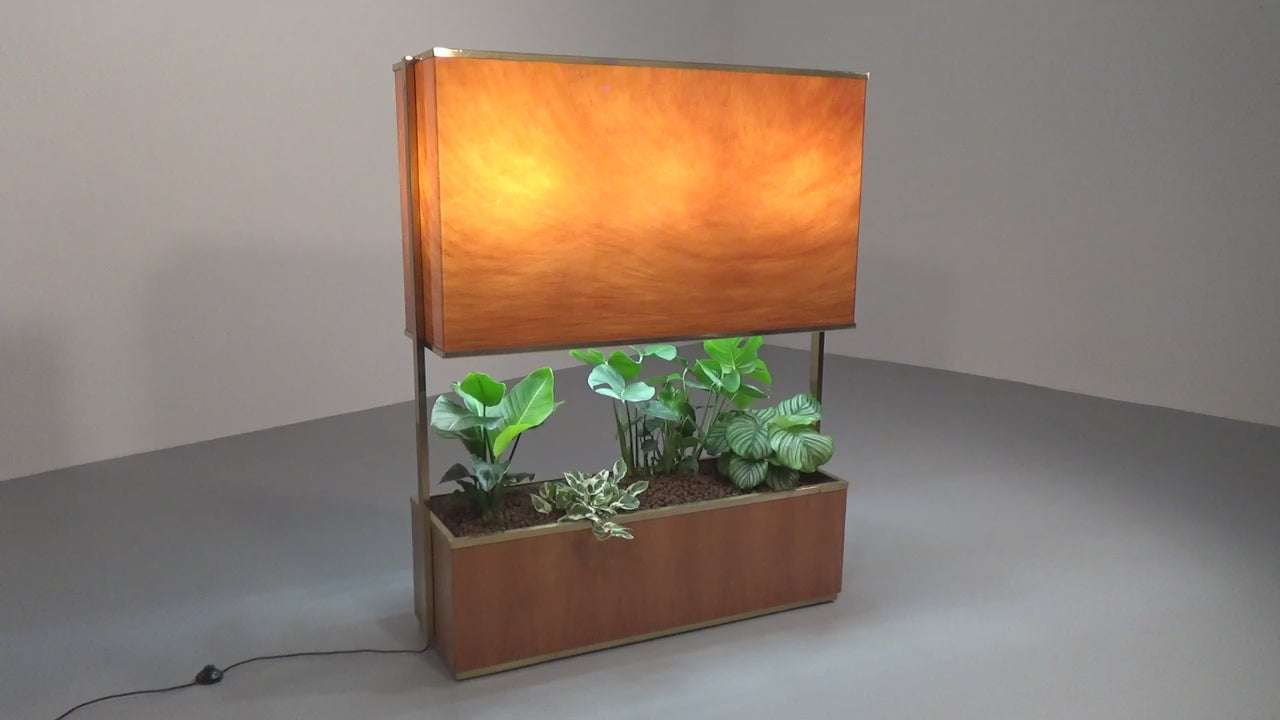 Luxury Lighted Planter on Wheels – Modern Room Divider 1960 Italy