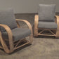 Vintage  Paul Frankl 1960 Rotan Bamboe Lounge Stoelen