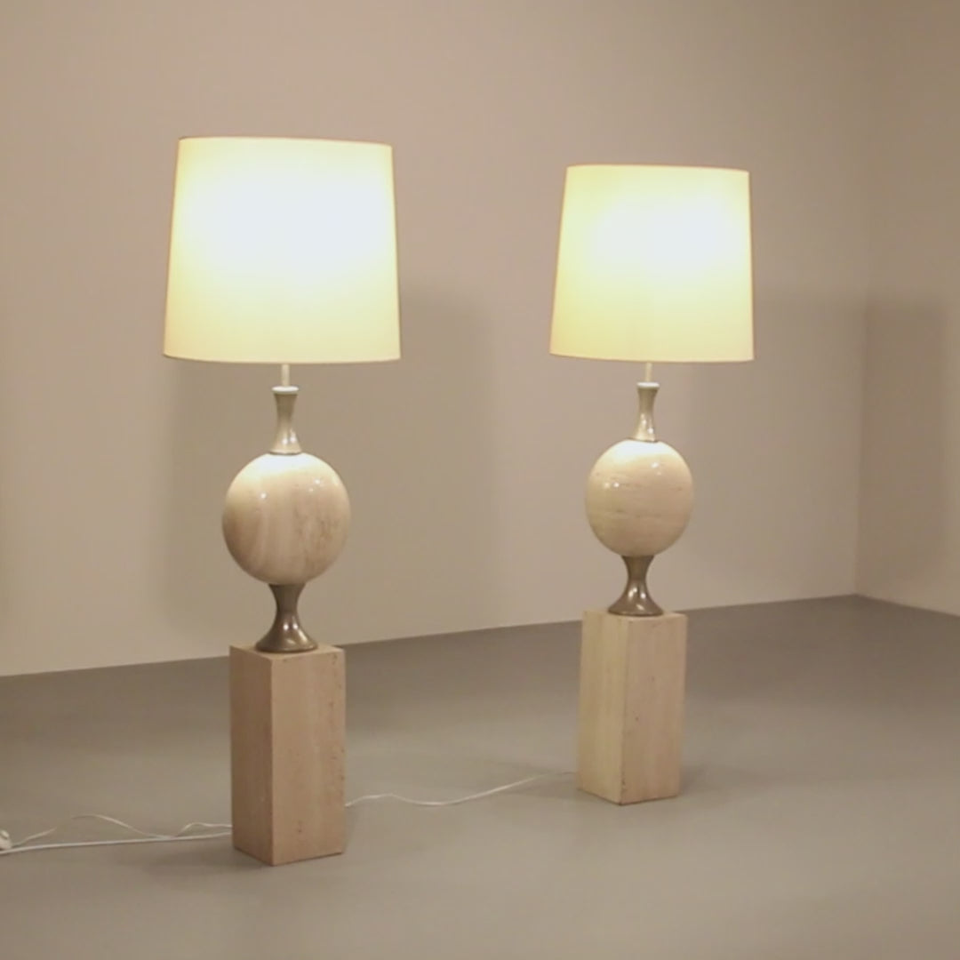Travertine Floor Lamp by Philippe Barbier for Maison Barbier Monumental Piece 70s