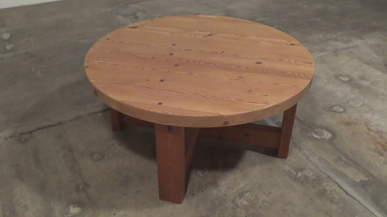 Round Pine Coffee Table Scandinavia 1970