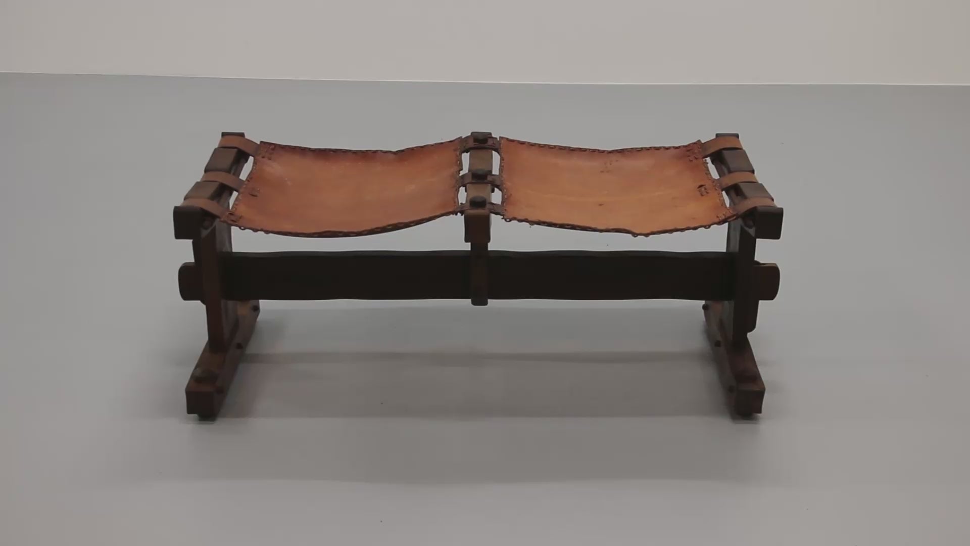 Authentic Brazilian Bench Craftsmanship in Solid Wood and Leather