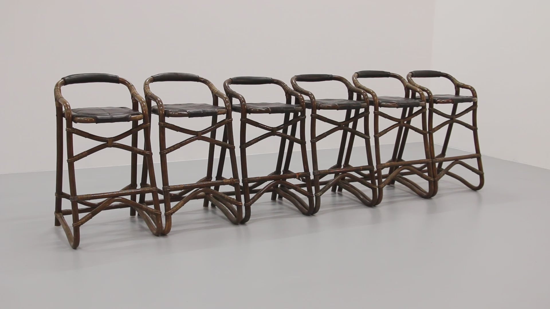 Mid-Century Bamboo Bar Stools Horsnæs Design Denmark,1970