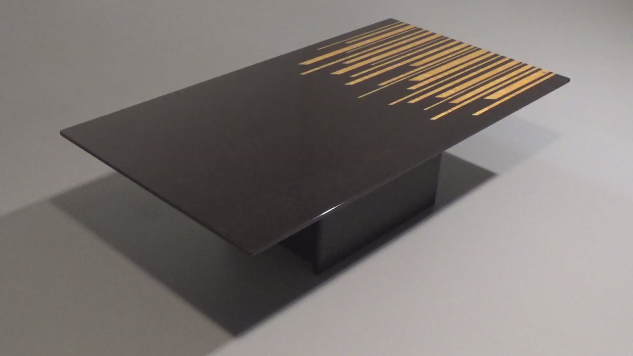 1980s Italian Coffee Table in Black and Yellow Lacquered wood.