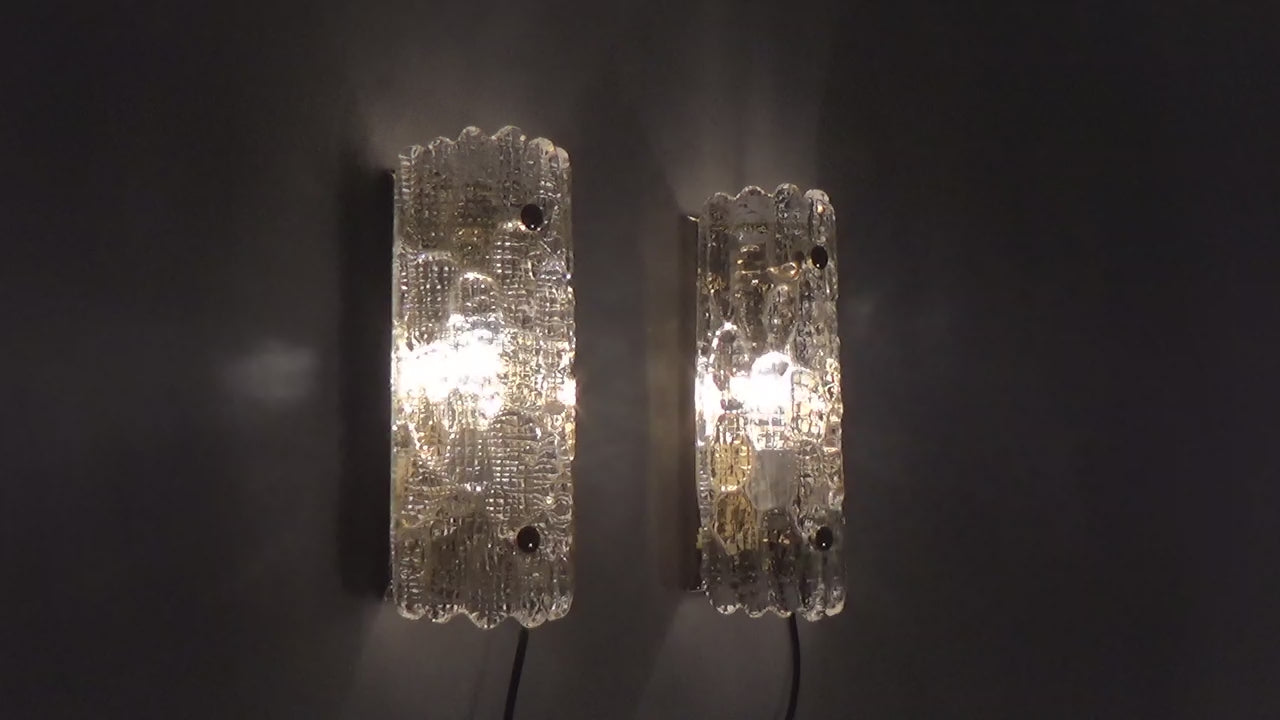 Wall Lamps by Carl Fagerlund, Orrefors (swedish) glass By Lyfa Denmark model Gefion