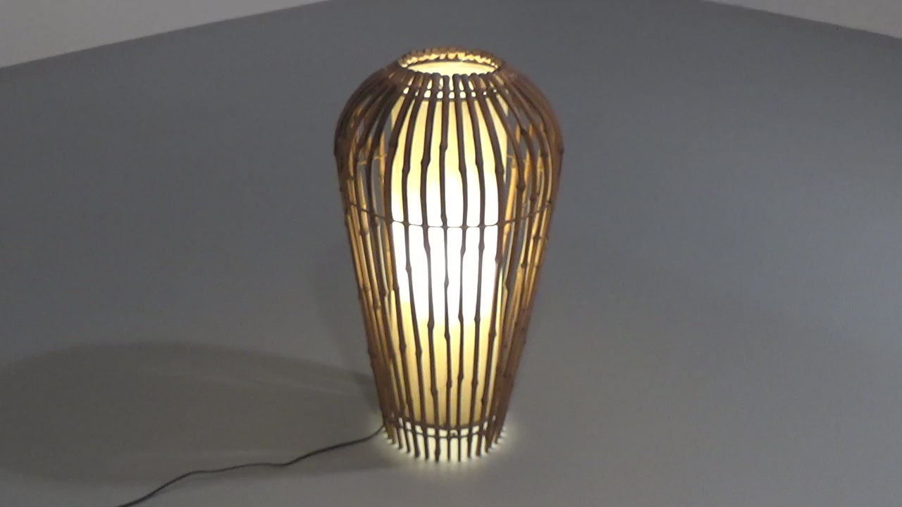 Midcentury Floor Lamp Rattan, Bamboo and Fabric Franco Albini, Italy 1960s