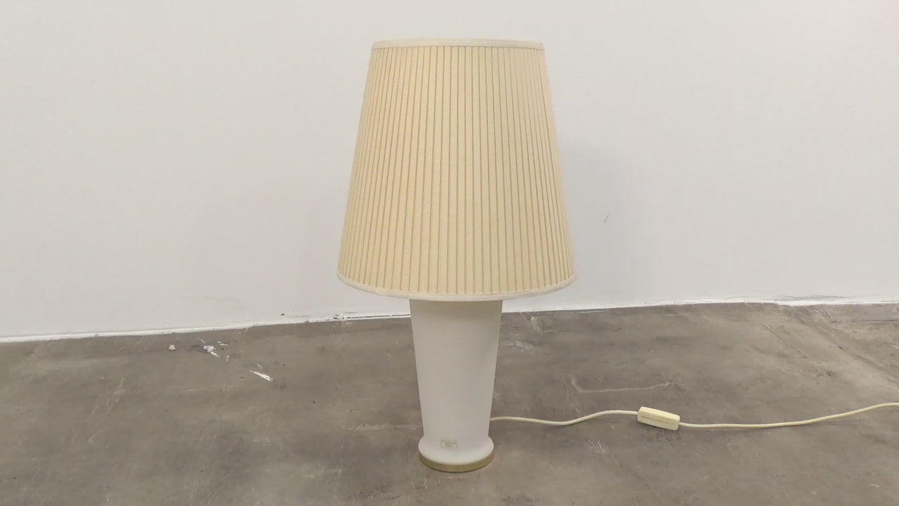 Witte Glazen Tafellamp Hollywood Regency Stijl met Pliché Kap