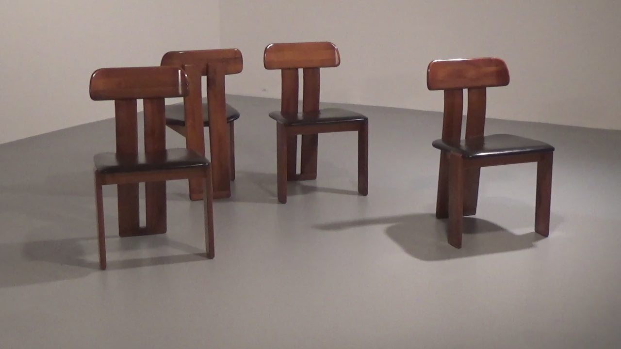 Mario Marenco Walnut Sapporo Dining Chairs for Mobilgirgi, 1970s