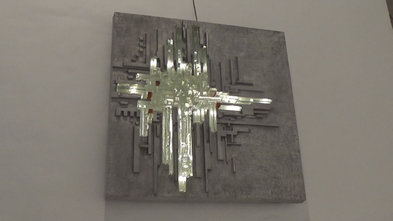 Vintage "Rottura Spaziale" Murano Glas Wandlamp door Akikaze voor Poliarte