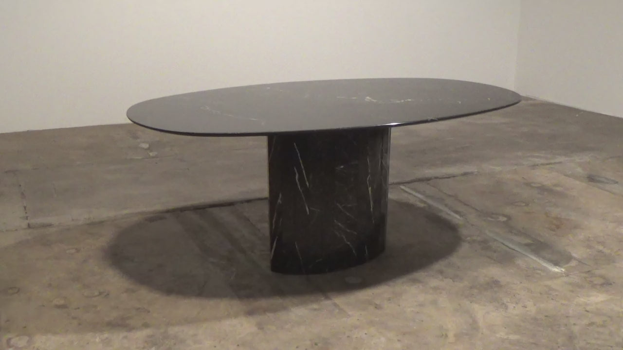 Vintage Oval Black Marble Dining Table, 1970s Italian Design