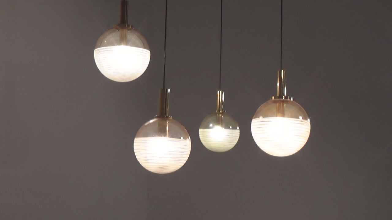 Glashütte Limburg Hanging Lamp  Amber Glass, 1960s