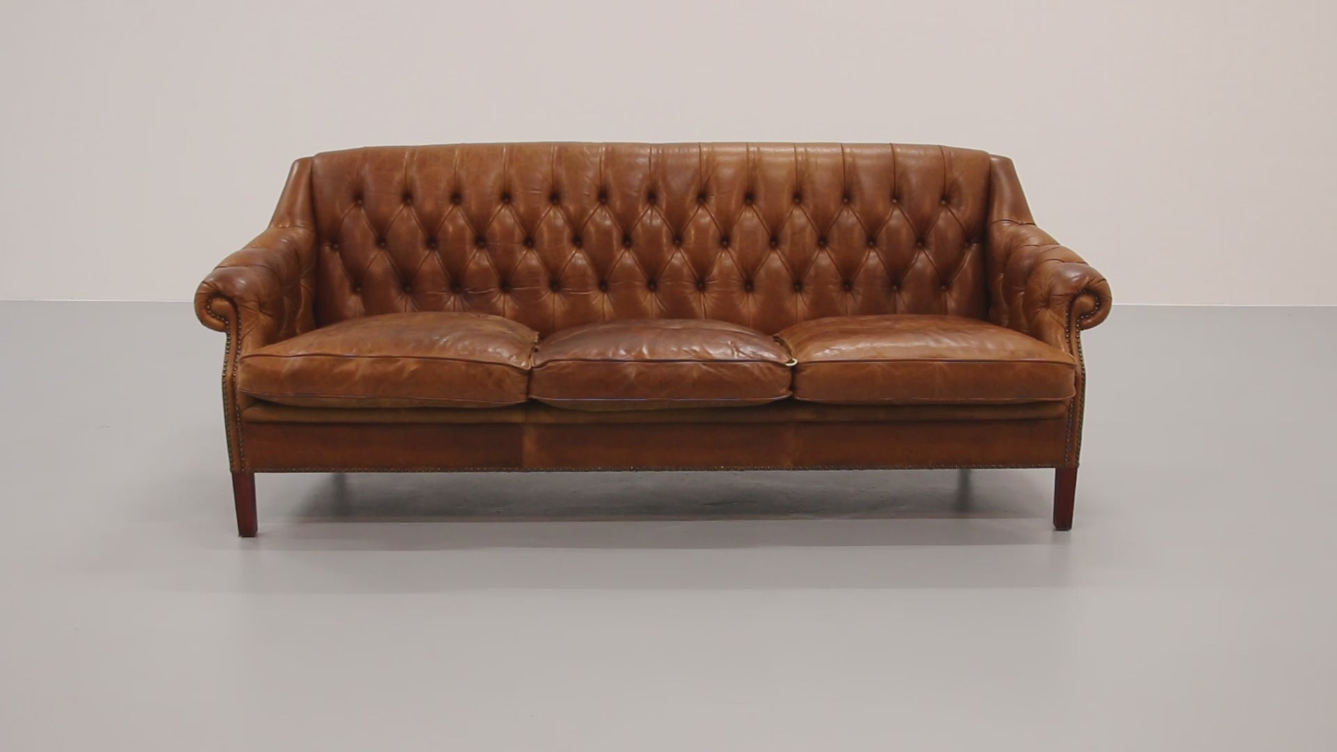 Antiqued Chesterfield Leather Sofa