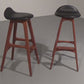Design Bar Stool in wood and Black Leather by Erik Buch 1960