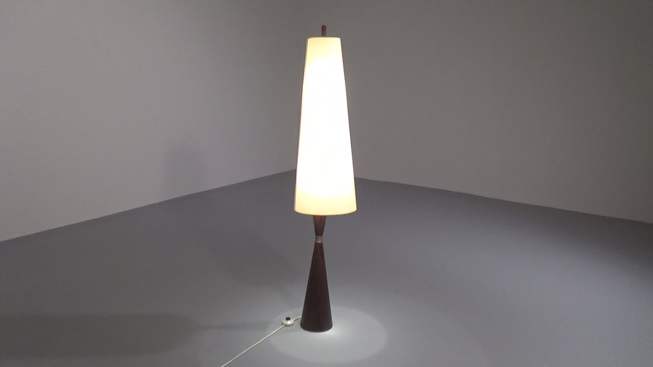 Vintage Teak Floor Lamp with Fabric Shade from Parker Knoll, 1960s