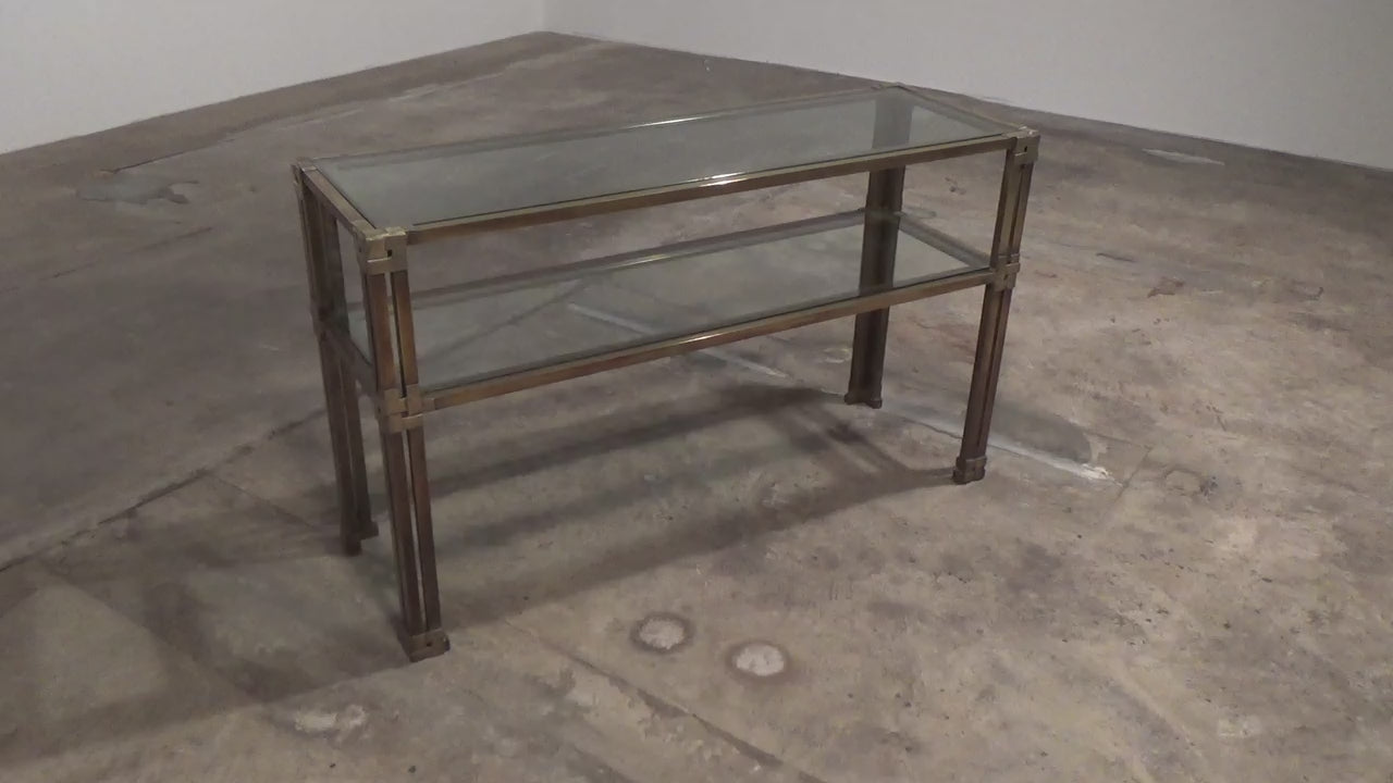 Giovanni Santoni Console made off brass and glass 1970 Italy
