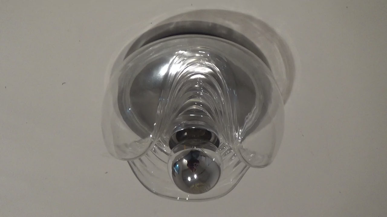 Vintage Wave Plaffondlamp van Peill & Putzler Clear glas
