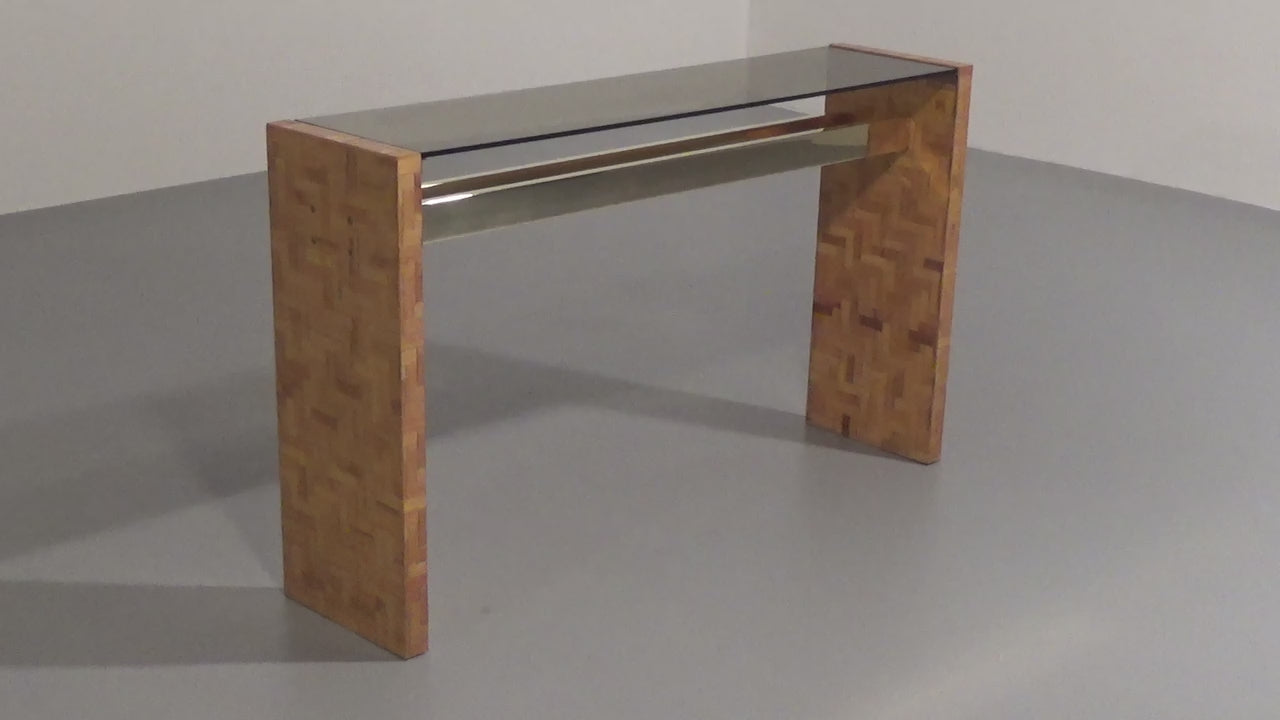 Max Papiri Braided Banana Wood & Smoked Glass Side Table – A Sculptural Modern Classic