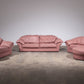 Vintage Italian Lounge Set – 4-Piece Rose Pink Leather (1970s)
