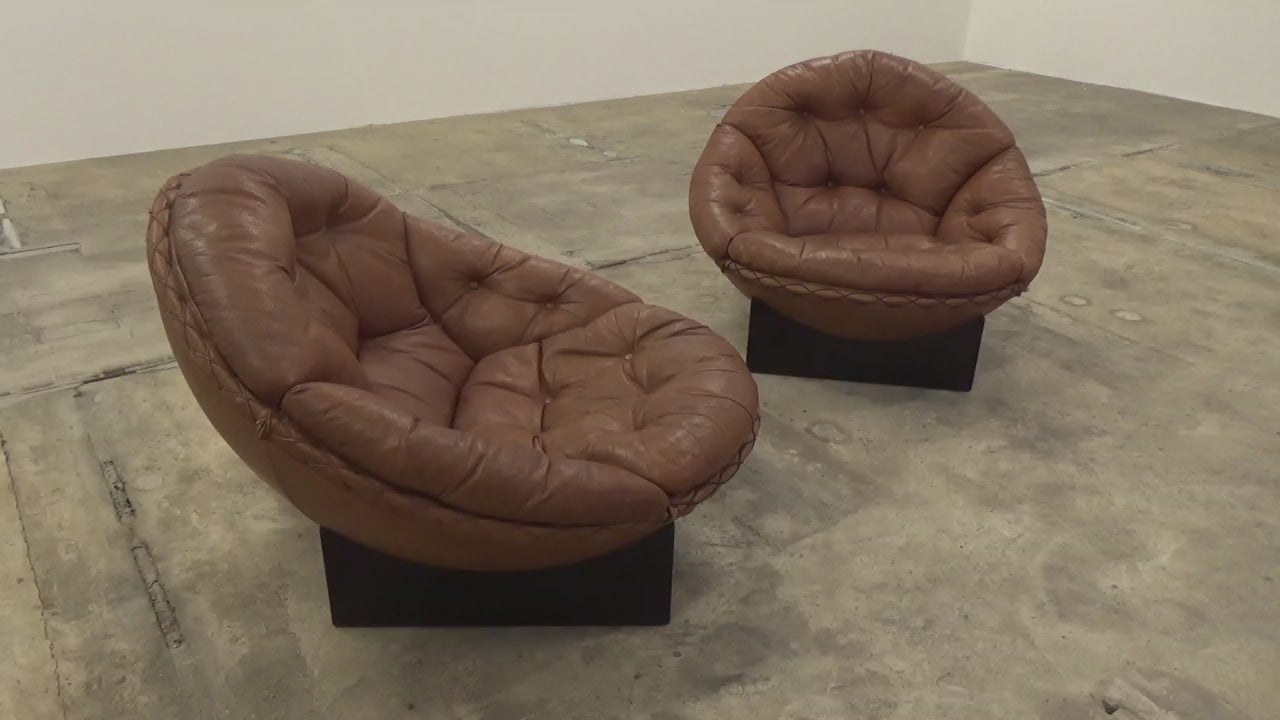 Vintage Gognac kleur Lounge set van Illum Wikkelso voor Ryesberg Mobler 1970