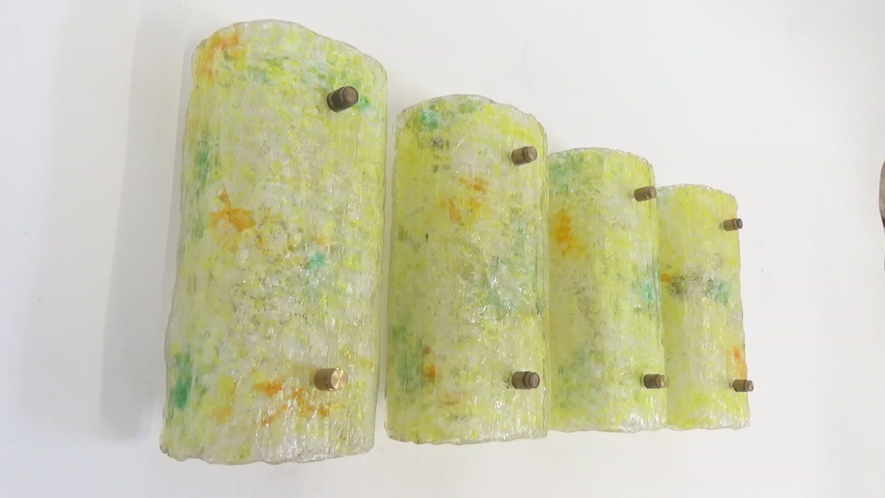 Zeldzame set Philips Wandlampen met Murano glazen kap jaren 50