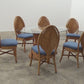 Bohemian Bamboo Mcguire dining table set with 6 palm leaf chairs, 1960 France.