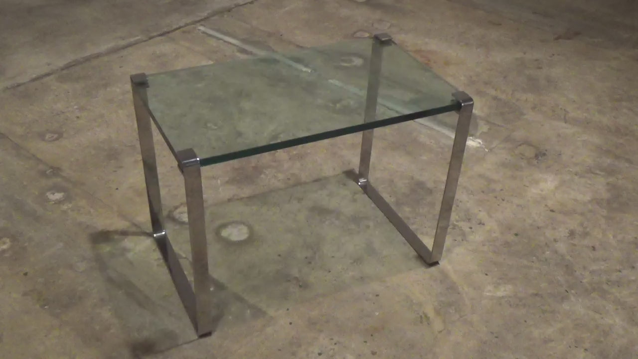 Peter Draenert Model 1022 Bijzettafel - Chroom & Glas, Duitsland 1960