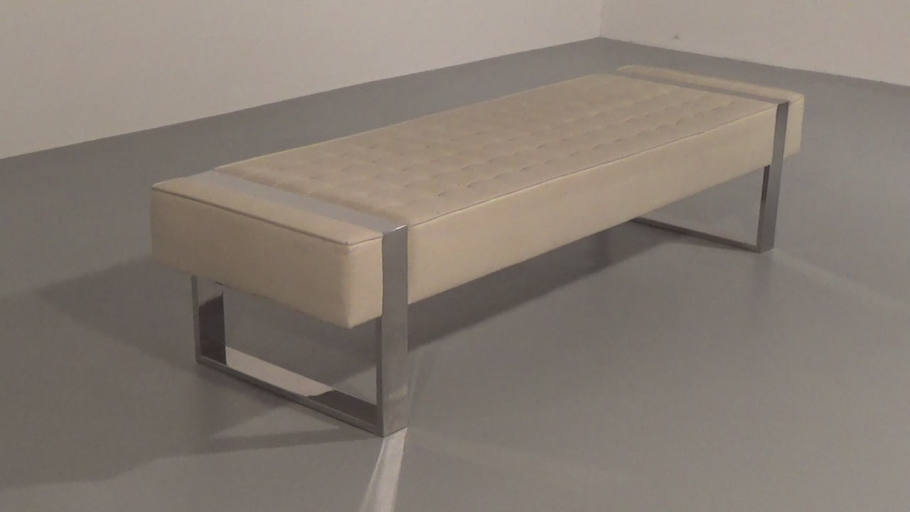 Leather Bench with Chrome Base from Germany 1980