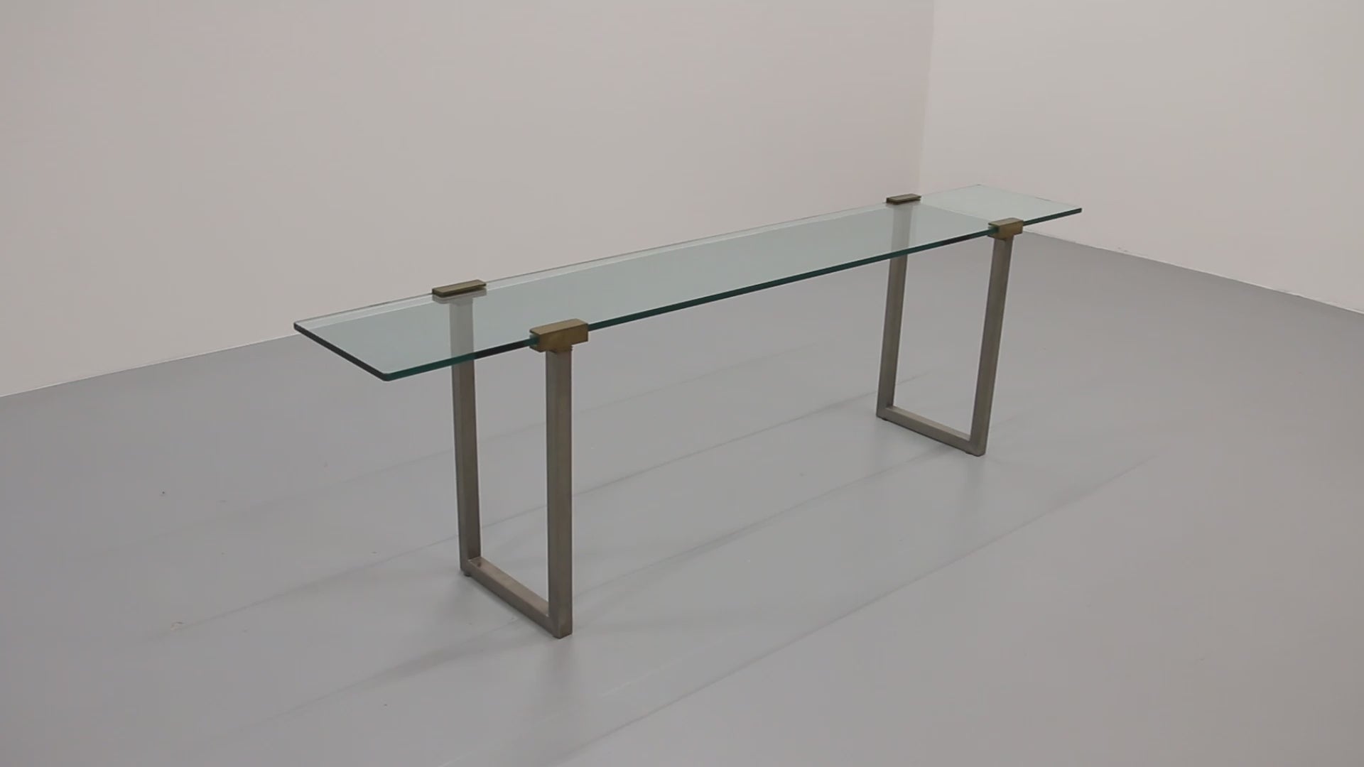 Side Table Glass and Brass by Peter Ghyczy Model T54 1970