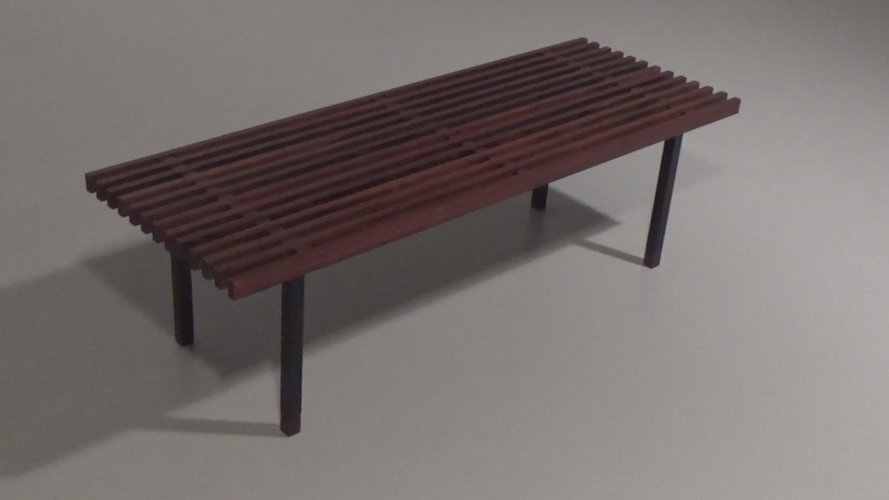 Teakwood and metal bench, Made in Italy, 1970s