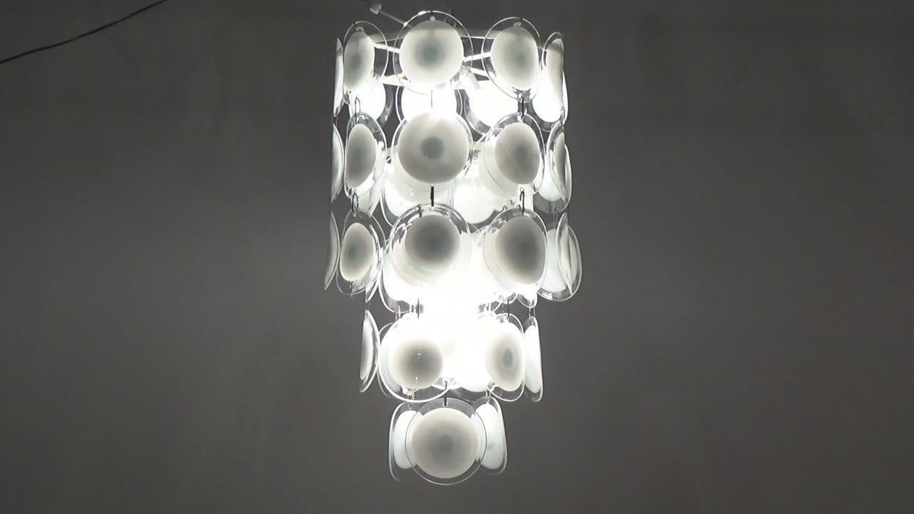 Italian Mid-Century Murano, Venetian Glass Disc Chandelier by Vistosi