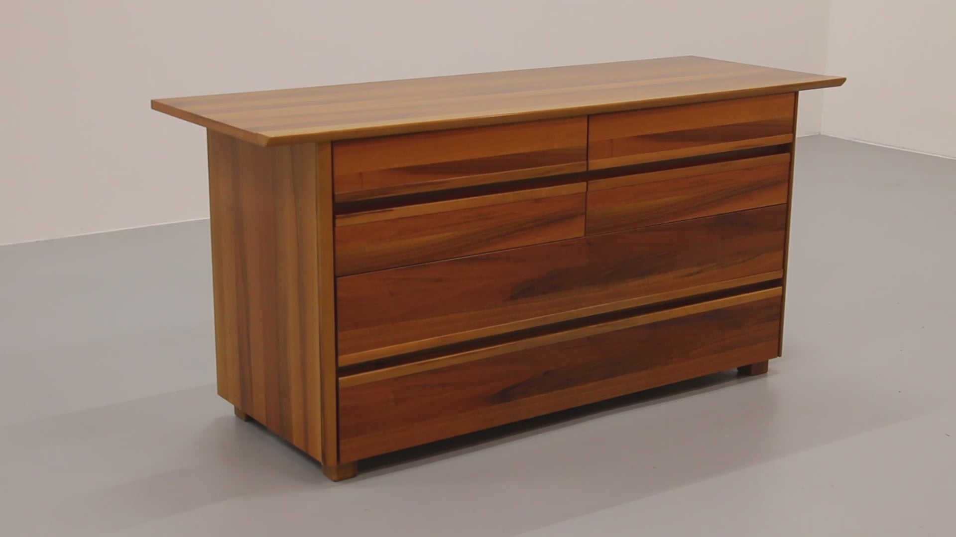 Italian Architectural Chest of Drawers in Walnut 1970 Italy